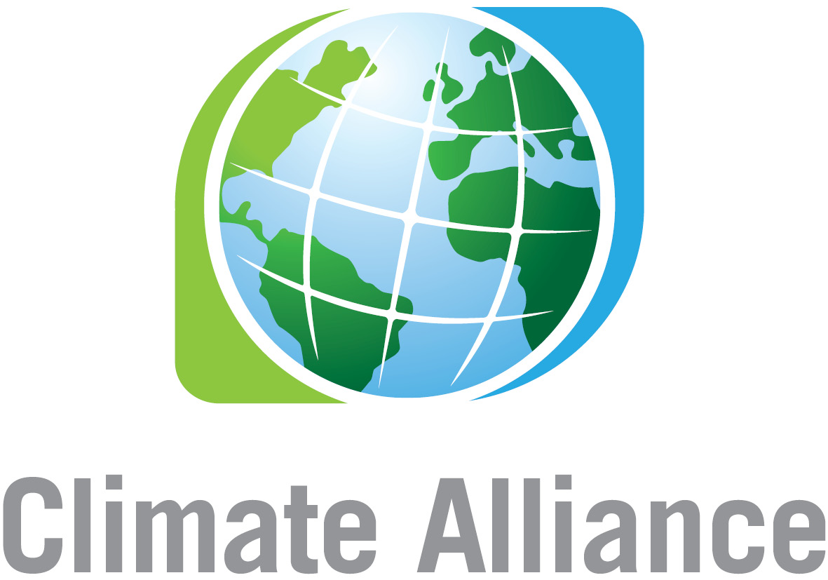 A visual of a globe and then the text Climate Alliance