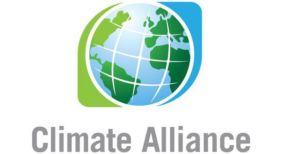 A visual of a globe and then the text Climate Alliance