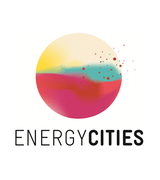 A red, yelllow ball and the text Energy Cities