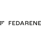 A logo with white and blue squares and the text FEDARENE