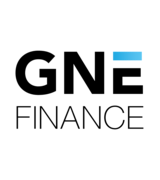 The text GNE FINANCE with a blue touch.